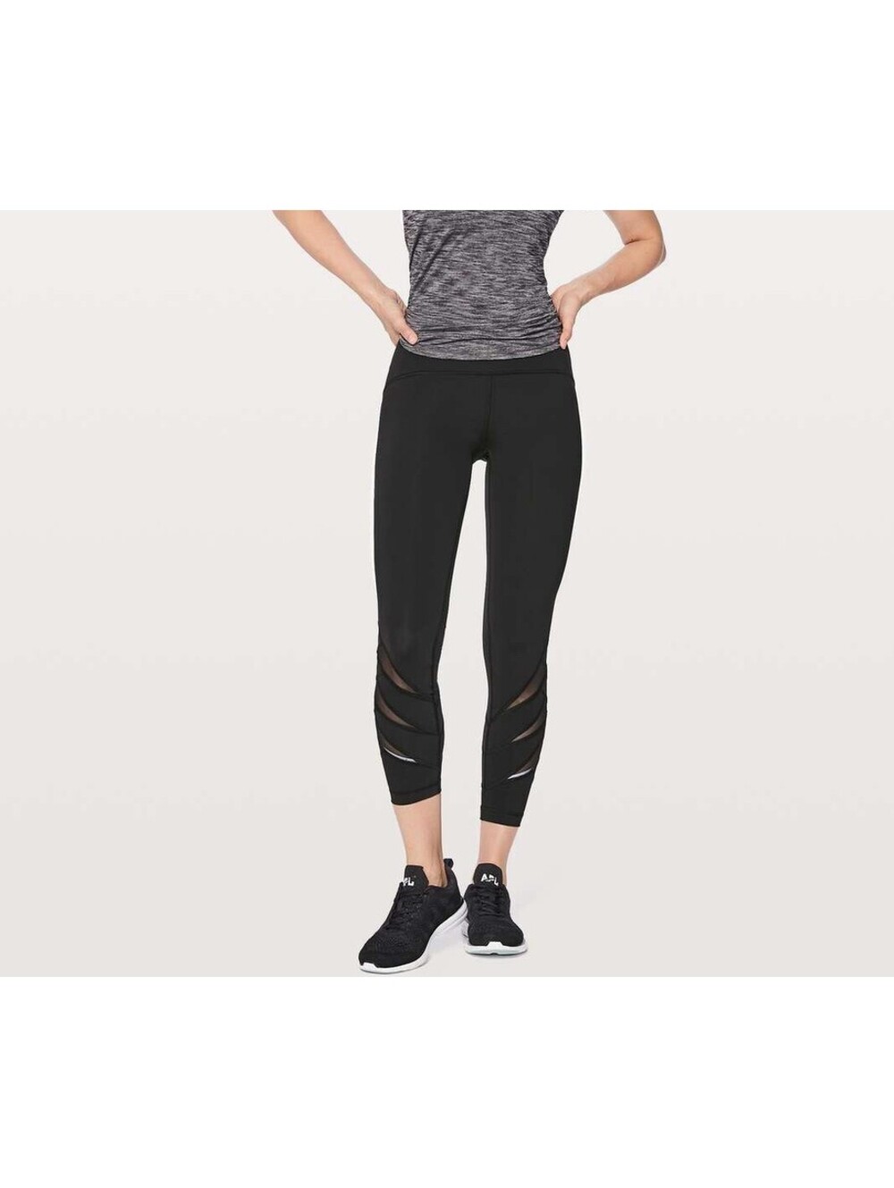 Lululemon Motionful 7/8 Tight 25" Black Womens Size 4 Mesh Panels Yoga Pilates
